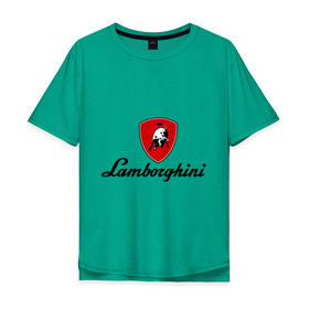 Мужская футболка хлопок Oversize с принтом Logo lamborghini в Санкт-Петербурге, 100% хлопок | свободный крой, круглый ворот, “спинка” длиннее передней части | Тематика изображения на принте: lamborghini | автомобиль lamborghini | ламборджини | ламборджини автомобиль | логотип lamborghini | логотип ламборджини