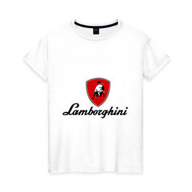 Женская футболка хлопок с принтом Logo lamborghini в Санкт-Петербурге, 100% хлопок | прямой крой, круглый вырез горловины, длина до линии бедер, слегка спущенное плечо | lamborghini | автомобиль lamborghini | ламборджини | ламборджини автомобиль | логотип lamborghini | логотип ламборджини