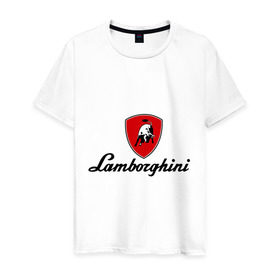 Мужская футболка хлопок с принтом Logo lamborghini в Санкт-Петербурге, 100% хлопок | прямой крой, круглый вырез горловины, длина до линии бедер, слегка спущенное плечо. | Тематика изображения на принте: lamborghini | автомобиль lamborghini | ламборджини | ламборджини автомобиль | логотип lamborghini | логотип ламборджини