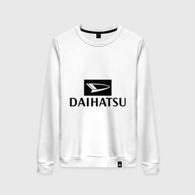 Женский свитшот хлопок с принтом Daihatsu в Санкт-Петербурге, 100% хлопок | прямой крой, круглый вырез, на манжетах и по низу широкая трикотажная резинка  | daihatsu | автомобиль daihatsu | логотип daihatsu