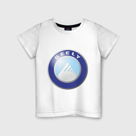 Детская футболка хлопок с принтом Geely logo в Санкт-Петербурге, 100% хлопок | круглый вырез горловины, полуприлегающий силуэт, длина до линии бедер | geely | автомобиль geely | автомобиль джили | джили | логотип geely | логотип джили