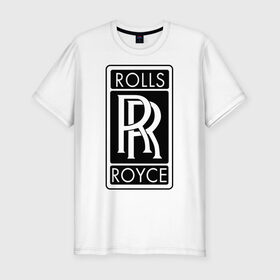 Мужская футболка премиум с принтом Rolls-Royce в Санкт-Петербурге, 92% хлопок, 8% лайкра | приталенный силуэт, круглый вырез ворота, длина до линии бедра, короткий рукав | rolls royce | rr | автобренды | автолюбителям | бренд | логотип | ролл ройс | ролс ройс