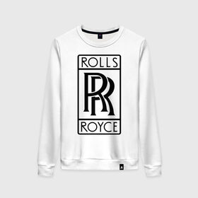 Женский свитшот хлопок с принтом Rolls-Royce logo в Санкт-Петербурге, 100% хлопок | прямой крой, круглый вырез, на манжетах и по низу широкая трикотажная резинка  | Тематика изображения на принте: rolls royce | rr | автобренды | автолюбителям | бренд | логотип | ролл ройс | ролс ройс