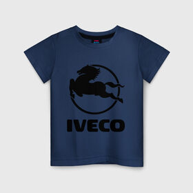 Детская футболка хлопок с принтом Iveco в Санкт-Петербурге, 100% хлопок | круглый вырез горловины, полуприлегающий силуэт, длина до линии бедер | iveco | автобренды | автолюбителям | бренд | ивеко | логотип
