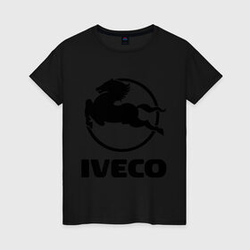 Женская футболка хлопок с принтом Iveco в Санкт-Петербурге, 100% хлопок | прямой крой, круглый вырез горловины, длина до линии бедер, слегка спущенное плечо | iveco | автобренды | автолюбителям | бренд | ивеко | логотип