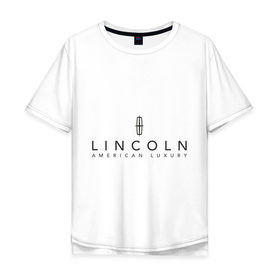 Мужская футболка хлопок Oversize с принтом Lincoln logo в Санкт-Петербурге, 100% хлопок | свободный крой, круглый ворот, “спинка” длиннее передней части | Тематика изображения на принте: lincoln | автобренды | автолюбителям | бренд | линкольн | логотип