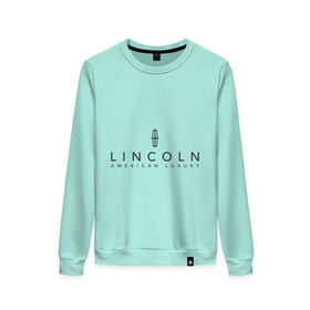 Женский свитшот хлопок с принтом Lincoln logo в Санкт-Петербурге, 100% хлопок | прямой крой, круглый вырез, на манжетах и по низу широкая трикотажная резинка  | lincoln | автобренды | автолюбителям | бренд | линкольн | логотип