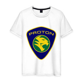Мужская футболка хлопок с принтом Proton logo в Санкт-Петербурге, 100% хлопок | прямой крой, круглый вырез горловины, длина до линии бедер, слегка спущенное плечо. | proton | автобренды | автолюбителям | бренд | для автовладельцев | для автолюбителей | логотип | протон