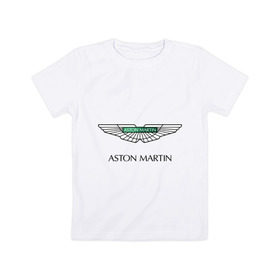 Детская футболка хлопок с принтом Aston Martin logo в Санкт-Петербурге, 100% хлопок | круглый вырез горловины, полуприлегающий силуэт, длина до линии бедер | aston martin | автобренды | автолюбителям | астин мартин | астон мартин | бренд | для автовладельцев | для автолюбителей | логотип