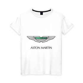 Женская футболка хлопок с принтом Aston Martin logo в Санкт-Петербурге, 100% хлопок | прямой крой, круглый вырез горловины, длина до линии бедер, слегка спущенное плечо | aston martin | автобренды | автолюбителям | астин мартин | астон мартин | бренд | для автовладельцев | для автолюбителей | логотип