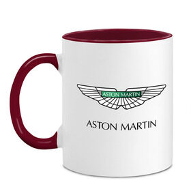 Кружка двухцветная с принтом Aston Martin logo в Санкт-Петербурге, керамика | объем — 330 мл, диаметр — 80 мм. Цветная ручка и кайма сверху, в некоторых цветах — вся внутренняя часть | aston martin | автобренды | автолюбителям | астин мартин | астон мартин | бренд | для автовладельцев | для автолюбителей | логотип