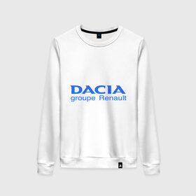 Женский свитшот хлопок с принтом Dacia в Санкт-Петербурге, 100% хлопок | прямой крой, круглый вырез, на манжетах и по низу широкая трикотажная резинка  | dacia | автобренды | автолюбителям | бренд | дачия | для автовладельцев | для автолюбителей | логотип