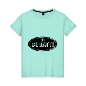 Женская футболка хлопок с принтом Bugatti logo в Санкт-Петербурге, 100% хлопок | прямой крой, круглый вырез горловины, длина до линии бедер, слегка спущенное плечо | bugati | bugatti | автобренды | автолюбителям | бренд | бугати | бугатти | для автовладельцев | для автолюбителей | логотип