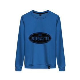 Женский свитшот хлопок с принтом Bugatti logo в Санкт-Петербурге, 100% хлопок | прямой крой, круглый вырез, на манжетах и по низу широкая трикотажная резинка  | bugati | bugatti | автобренды | автолюбителям | бренд | бугати | бугатти | для автовладельцев | для автолюбителей | логотип