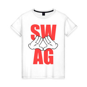 Женская футболка хлопок с принтом SW-AG-Hands в Санкт-Петербурге, 100% хлопок | прямой крой, круглый вырез горловины, длина до линии бедер, слегка спущенное плечо | swag | swag style | одежда сваг | сваг | сваг стиль | свег | свог | свэг