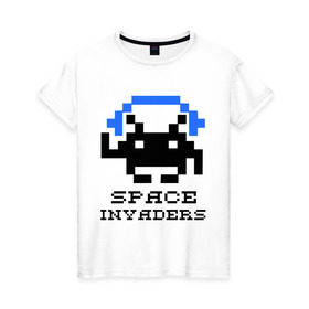 Женская футболка хлопок с принтом Космический захватчик (space invaders) в Санкт-Петербурге, 100% хлопок | прямой крой, круглый вырез горловины, длина до линии бедер, слегка спущенное плечо | space invaders | космический захватчик