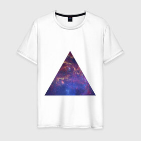 Мужская футболка хлопок с принтом Triangle в Санкт-Петербурге, 100% хлопок | прямой крой, круглый вырез горловины, длина до линии бедер, слегка спущенное плечо. | интернет приколы | космическая тема | космос | пирамида | треугольник