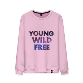 Мужской свитшот хлопок с принтом Young wild free в Санкт-Петербурге, 100% хлопок |  | young wild free | интернет приколы | космическая тема | космос