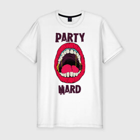 Мужская футболка премиум с принтом Party hard! в Санкт-Петербурге, 92% хлопок, 8% лайкра | приталенный силуэт, круглый вырез ворота, длина до линии бедра, короткий рукав | Тематика изображения на принте: 