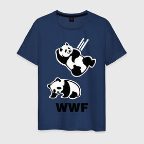 Мужская футболка хлопок с принтом Панда WWF Wrestling Challenge в Санкт-Петербурге, 100% хлопок | прямой крой, круглый вырез горловины, длина до линии бедер, слегка спущенное плечо. | панда