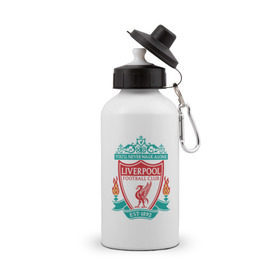 Бутылка спортивная с принтом Liverpool logo в Санкт-Петербурге, металл | емкость — 500 мл, в комплекте две пластиковые крышки и карабин для крепления | ливерпуль