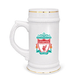 Кружка пивная с принтом Liverpool logo в Санкт-Петербурге,  керамика (Материал выдерживает высокую температуру, стоит избегать резкого перепада температур) |  объем 630 мл | ливерпуль