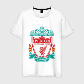 Мужская футболка хлопок с принтом Liverpool logo в Санкт-Петербурге, 100% хлопок | прямой крой, круглый вырез горловины, длина до линии бедер, слегка спущенное плечо. | ливерпуль