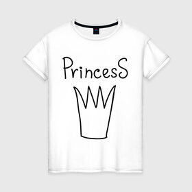 Женская футболка хлопок с принтом PrincesS picture в Санкт-Петербурге, 100% хлопок | прямой крой, круглый вырез горловины, длина до линии бедер, слегка спущенное плечо | princess | девушкам | для девушек | корона | подарок девушке
