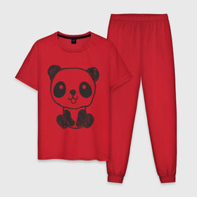 Мужская пижама хлопок с принтом Панда рисунок в Санкт-Петербурге, 100% хлопок | брюки и футболка прямого кроя, без карманов, на брюках мягкая резинка на поясе и по низу штанин
 | панда