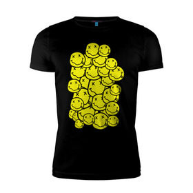 Мужская футболка премиум с принтом Nirvana Smiles в Санкт-Петербурге, 92% хлопок, 8% лайкра | приталенный силуэт, круглый вырез ворота, длина до линии бедра, короткий рукав | Тематика изображения на принте: nirvana | nirvana smiles | нирвана | нирвана смайлы