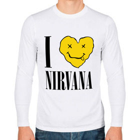 Мужской лонгслив хлопок с принтом I love Nirvana в Санкт-Петербурге, 100% хлопок |  | i love nirvana | nirvana | нирвана | я люблю нирвану