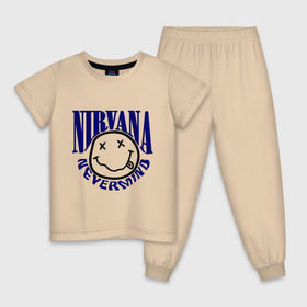 Детская пижама хлопок с принтом Nevermind Nirvana в Санкт-Петербурге, 100% хлопок |  брюки и футболка прямого кроя, без карманов, на брюках мягкая резинка на поясе и по низу штанин
 | Тематика изображения на принте: kurt kobain | nirvana | курт кобейн | музыкальные группы | нирвана | рок группы