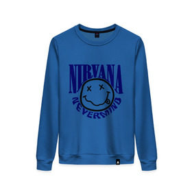Женский свитшот хлопок с принтом Nevermind Nirvana в Санкт-Петербурге, 100% хлопок | прямой крой, круглый вырез, на манжетах и по низу широкая трикотажная резинка  | kurt kobain | nirvana | курт кобейн | музыкальные группы | нирвана | рок группы