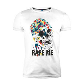 Мужская футболка премиум с принтом Rape me в Санкт-Петербурге, 92% хлопок, 8% лайкра | приталенный силуэт, круглый вырез ворота, длина до линии бедра, короткий рукав | kurt kobain | nirvana | курт кобейн | музыкальные группы | нирвана | рок группы