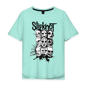 Мужская футболка хлопок Oversize с принтом Slipknot black and white в Санкт-Петербурге, 100% хлопок | свободный крой, круглый ворот, “спинка” длиннее передней части | media | metall | punk | rock | slipknot | метал | металл | нью метал | панк | панк рок | рок | слипкнот