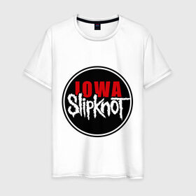 Мужская футболка хлопок с принтом Slipknot iowa logo в Санкт-Петербурге, 100% хлопок | прямой крой, круглый вырез горловины, длина до линии бедер, слегка спущенное плечо. | metall | punk | rock | slipknot | метал | металл | нью метал | панк | панк рок | рок | слипкнот