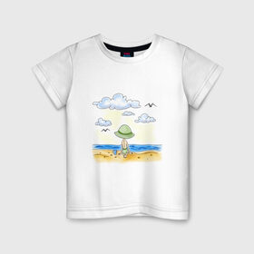 Детская футболка хлопок с принтом Сын на пляже в Санкт-Петербурге, 100% хлопок | круглый вырез горловины, полуприлегающий силуэт, длина до линии бедер | для семьи | комплект семейный | семейные | сын | сыночек
