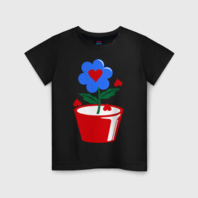 Детская футболка хлопок с принтом Цветочек любви в Санкт-Петербурге, 100% хлопок | круглый вырез горловины, полуприлегающий силуэт, длина до линии бедер | для семьи | комплект семейный | ребенок | семейные | цветочек любви
