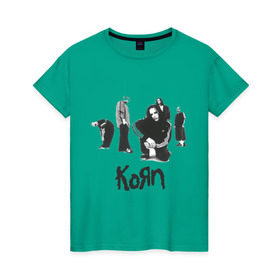 Женская футболка хлопок с принтом Korn 5 в Санкт-Петербурге, 100% хлопок | прямой крой, круглый вырез горловины, длина до линии бедер, слегка спущенное плечо | corn | корн | метал | металика | панк рок | рок