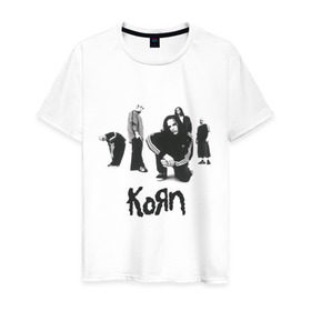 Мужская футболка хлопок с принтом Korn 5 в Санкт-Петербурге, 100% хлопок | прямой крой, круглый вырез горловины, длина до линии бедер, слегка спущенное плечо. | Тематика изображения на принте: corn | корн | метал | металика | панк рок | рок