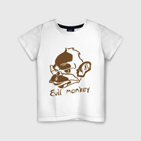 Детская футболка хлопок с принтом Evil monkey (злая обезьяна) в Санкт-Петербурге, 100% хлопок | круглый вырез горловины, полуприлегающий силуэт, длина до линии бедер | monkey | животные | мартышка | обезьяна
