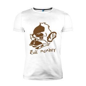 Мужская футболка премиум с принтом Evil monkey (злая обезьяна) в Санкт-Петербурге, 92% хлопок, 8% лайкра | приталенный силуэт, круглый вырез ворота, длина до линии бедра, короткий рукав | monkey | животные | мартышка | обезьяна