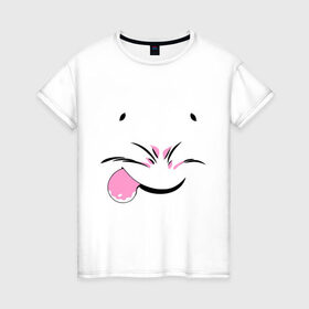 Женская футболка хлопок с принтом Довольная мордочка в Санкт-Петербурге, 100% хлопок | прямой крой, круглый вырез горловины, длина до линии бедер, слегка спущенное плечо | девушкам | мордочка | мышка | хомяк
