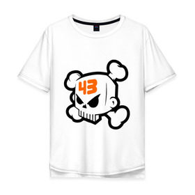 Мужская футболка хлопок Oversize с принтом Ken Block Skull в Санкт-Петербурге, 100% хлопок | свободный крой, круглый ворот, “спинка” длиннее передней части | антибренд | кости | череп