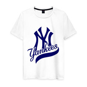 Мужская футболка хлопок с принтом NY - Yankees в Санкт-Петербурге, 100% хлопок | прямой крой, круглый вырез горловины, длина до линии бедер, слегка спущенное плечо. | new york yankees | swag | нью йорк янкис | сваг | свэг