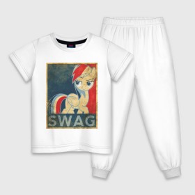 Детская пижама хлопок с принтом Rainbow Dash SWAG в Санкт-Петербурге, 100% хлопок |  брюки и футболка прямого кроя, без карманов, на брюках мягкая резинка на поясе и по низу штанин
 | Тематика изображения на принте: swag | пони | радуга | сваг | свог | свэг