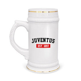 Кружка пивная с принтом FC Juventus Est. 1897 в Санкт-Петербурге,  керамика (Материал выдерживает высокую температуру, стоит избегать резкого перепада температур) |  объем 630 мл | fc juventus | juventus | ювентус