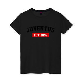 Женская футболка хлопок с принтом FC Juventus Est. 1897 в Санкт-Петербурге, 100% хлопок | прямой крой, круглый вырез горловины, длина до линии бедер, слегка спущенное плечо | fc juventus | juventus | ювентус