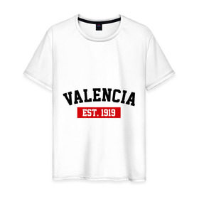 Мужская футболка хлопок с принтом FC Valencia Est. 1919 в Санкт-Петербурге, 100% хлопок | прямой крой, круглый вырез горловины, длина до линии бедер, слегка спущенное плечо. | fc valencia | fc valencia est 1919 | valencia | валенсия | фк валенсия