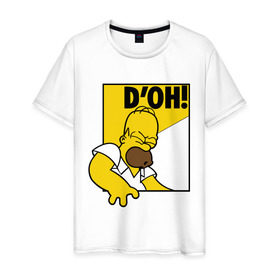 Мужская футболка хлопок с принтом Гомер (D`OH!) в Санкт-Петербурге, 100% хлопок | прямой крой, круглый вырез горловины, длина до линии бедер, слегка спущенное плечо. | гомер
